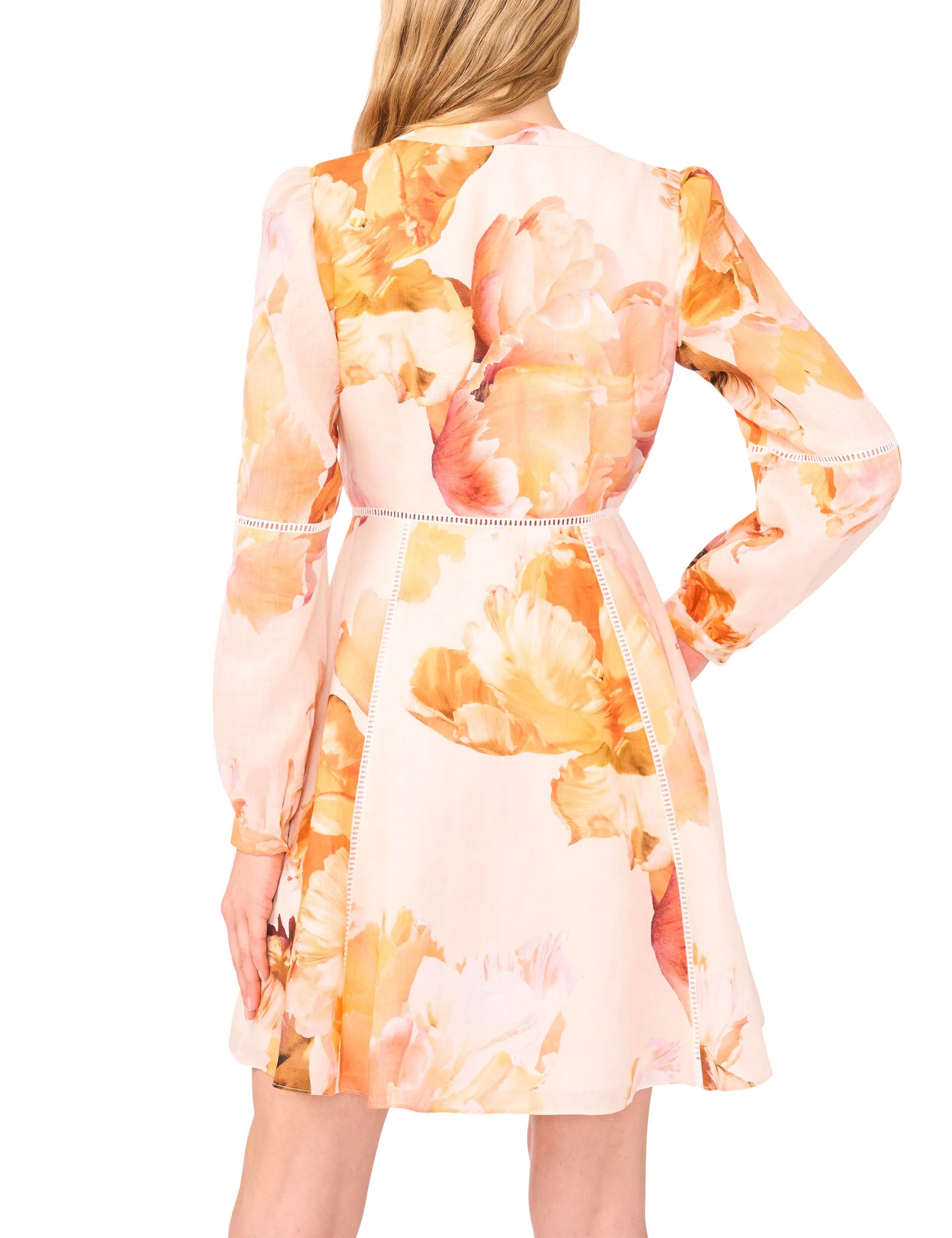 BUTTON FRONT MINI DRESS | ORANGE - Image 5