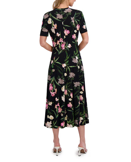 SHORT SLEEVE JERSEY MAXI DRESS | BLACK - Image 4
